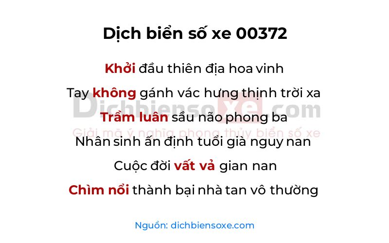 Dịch thơ biển số 00372