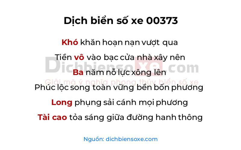 Dịch thơ biển số 00373