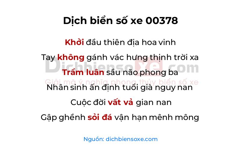 Dịch thơ biển số 00378