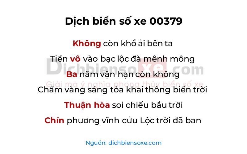 Dịch thơ biển số 00379