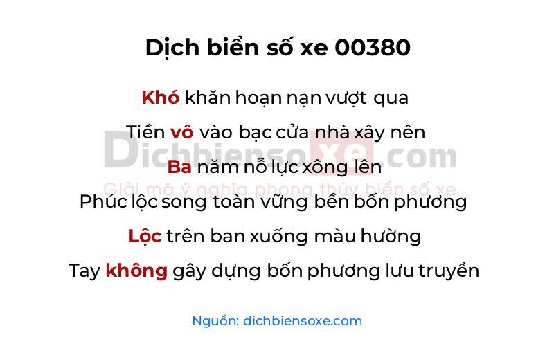 Dịch thơ biển số 00380