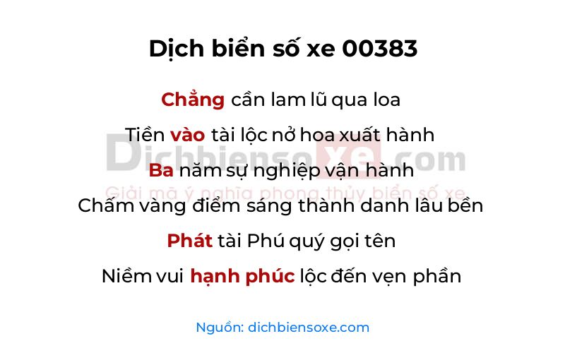 Dịch thơ biển số 00383