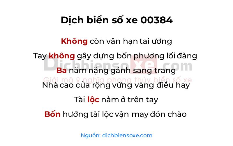 Dịch thơ biển số 00384