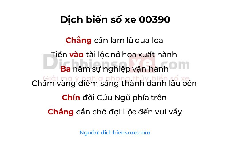 Dịch thơ biển số 00390