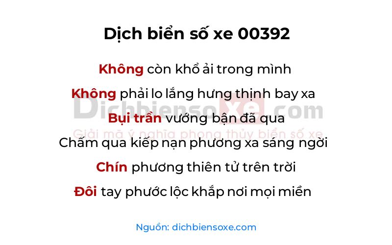 Dịch thơ biển số 00392