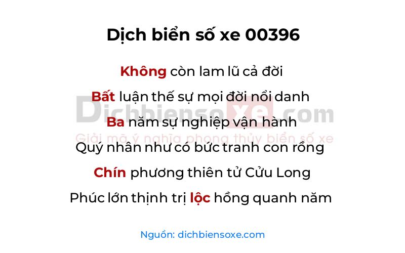 Dịch thơ biển số 00396