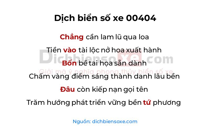 Dịch thơ biển số 00404