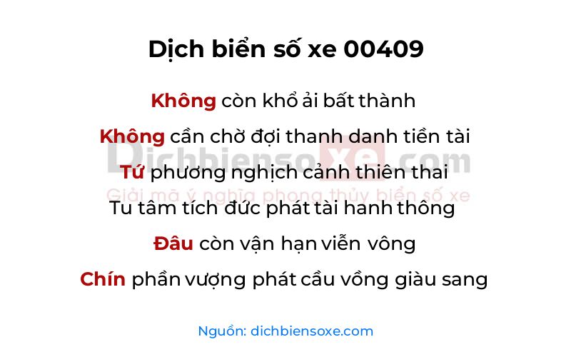 Dịch thơ biển số 00409