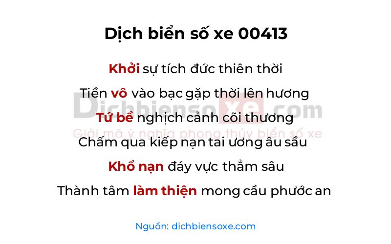 Dịch thơ biển số 00413