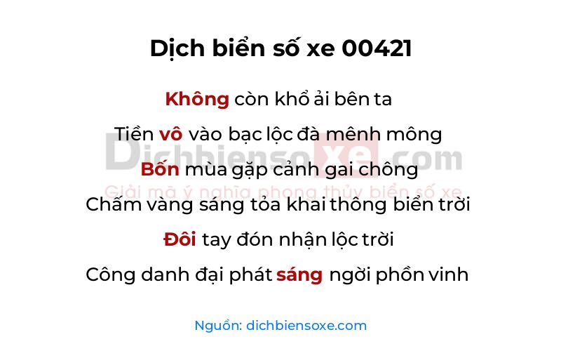 Dịch thơ biển số 00421