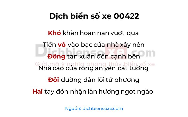 Dịch thơ biển số 00422