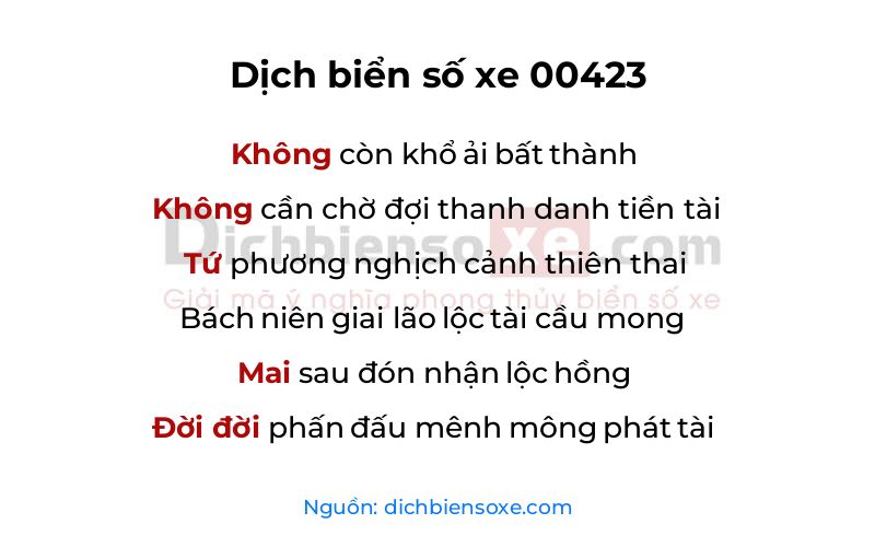 Dịch thơ biển số 00423