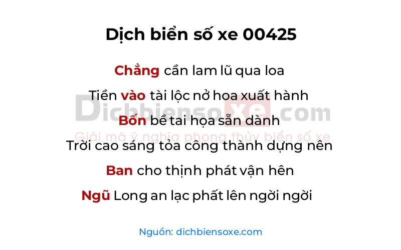 Dịch thơ biển số 00425