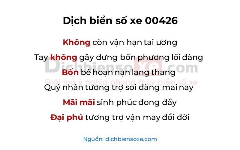 Dịch thơ biển số 00426