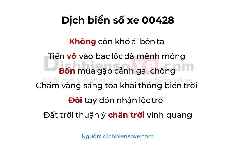 Dịch thơ biển số 00428