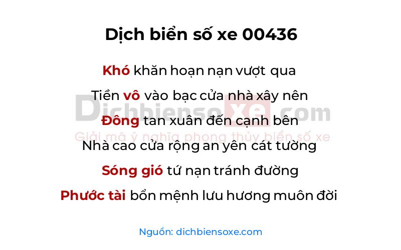 Dịch thơ biển số 00436
