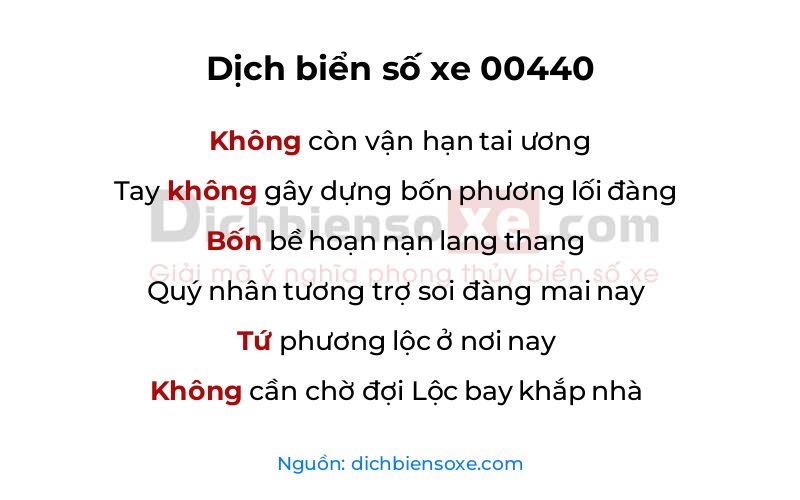 Dịch thơ biển số 00440