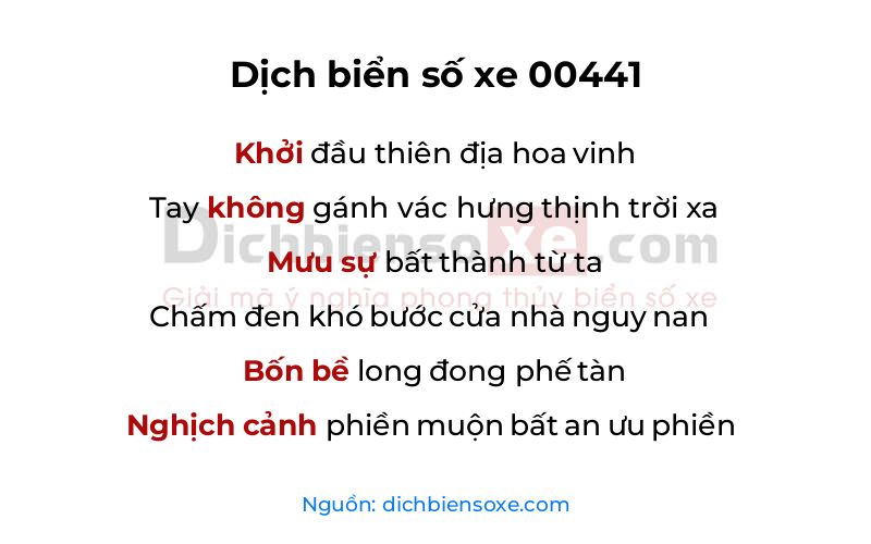 Dịch thơ biển số 00441