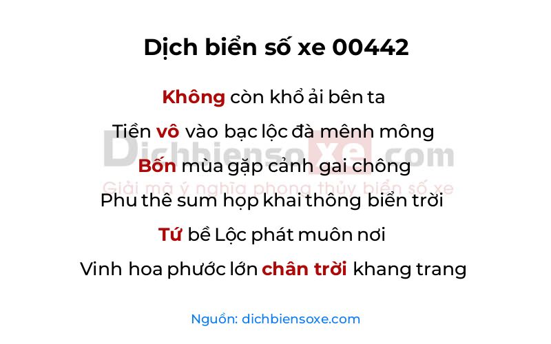 Dịch thơ biển số 00442