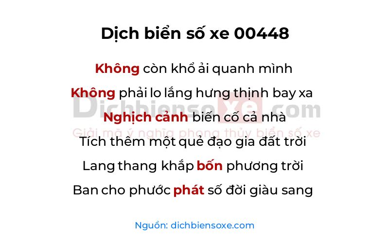 Dịch thơ biển số 00448