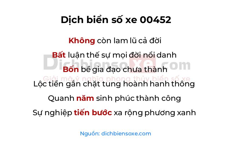 Dịch thơ biển số 00452