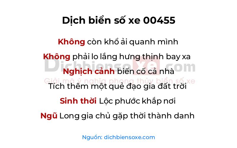 Dịch thơ biển số 00455