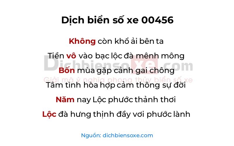 Dịch thơ biển số 00456