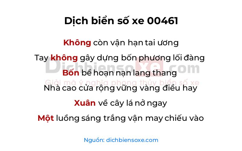 Dịch thơ biển số 00461