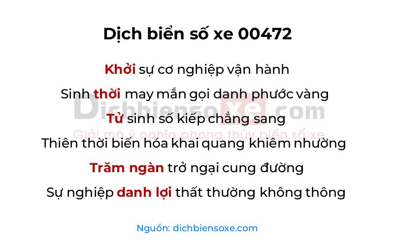 Dịch thơ biển số 00472