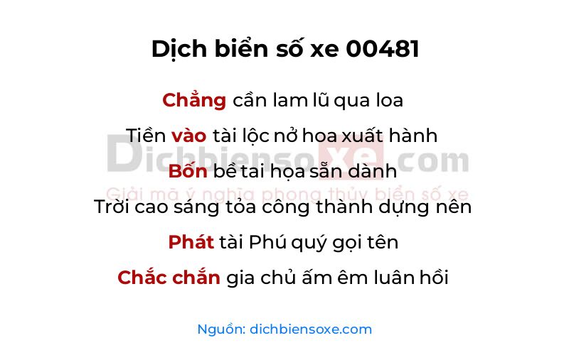 Dịch thơ biển số 00481