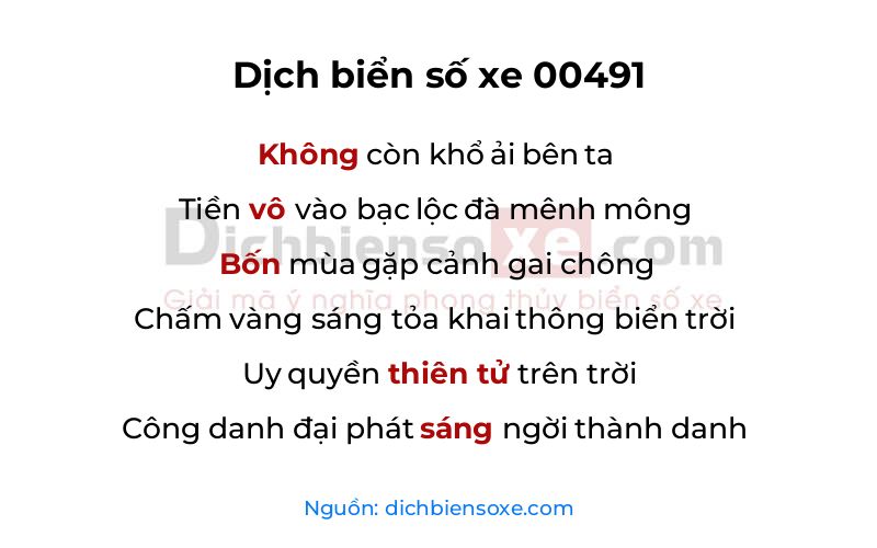 Dịch thơ biển số 00491