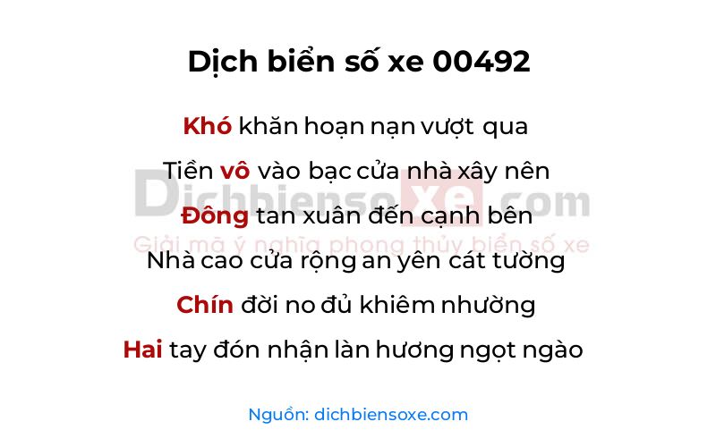 Dịch thơ biển số 00492