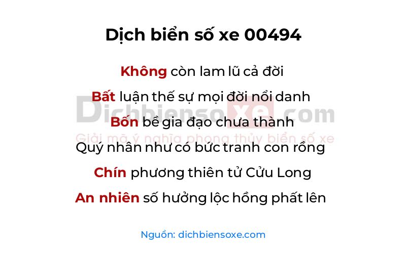 Dịch thơ biển số 00494