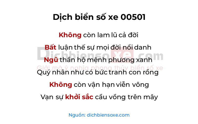 Dịch thơ biển số 00501