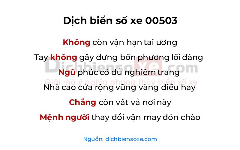 Dịch thơ biển số 00503