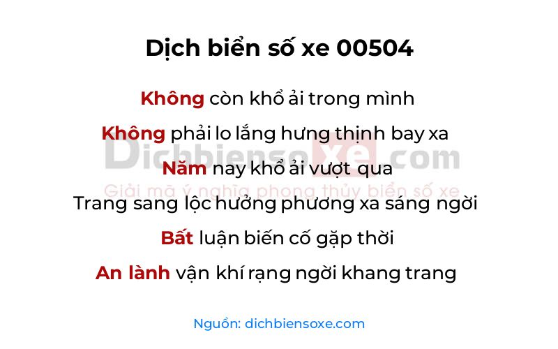 Dịch thơ biển số 00504