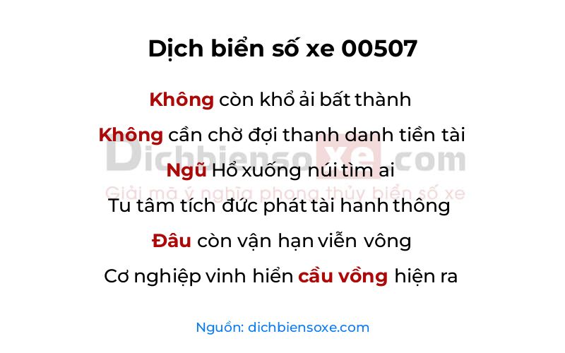 Dịch thơ biển số 00507