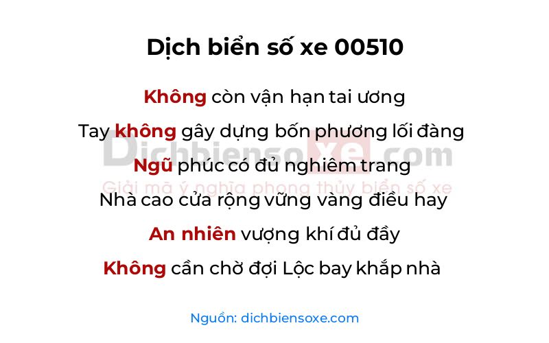 Dịch thơ biển số 00510