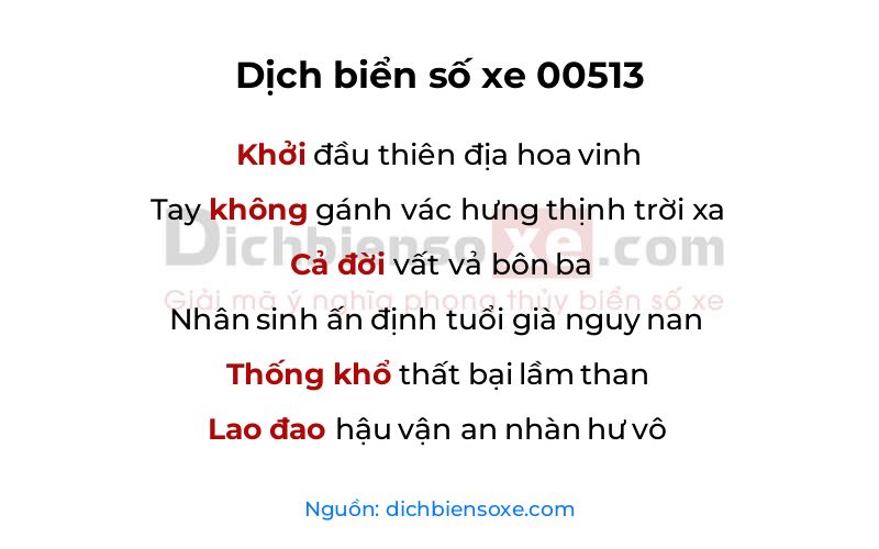 Dịch thơ biển số 00513