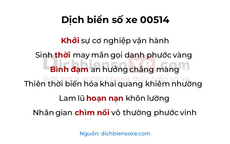 Dịch thơ biển số 00514