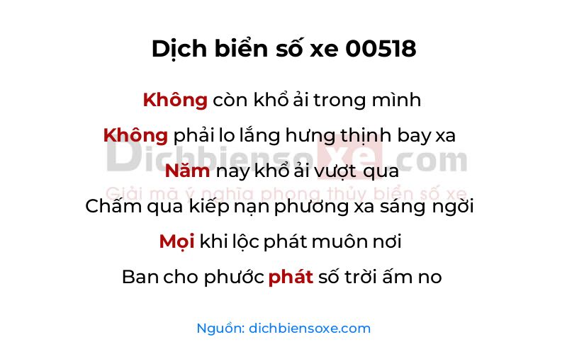 Dịch thơ biển số 00518