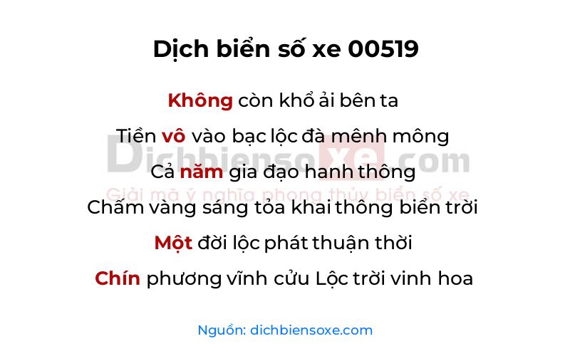 Dịch thơ biển số 00519