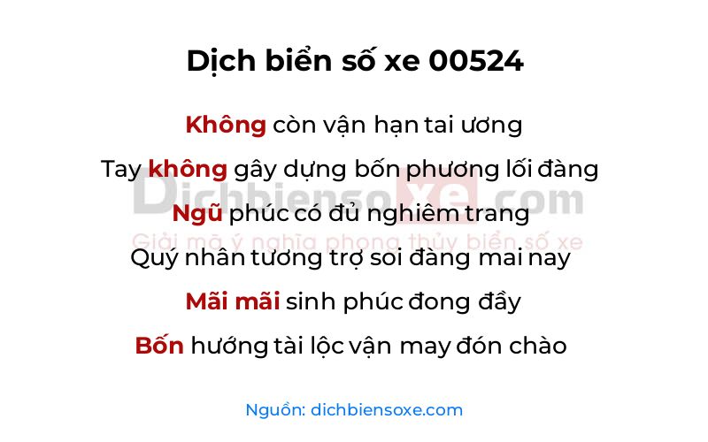 Dịch thơ biển số 00524