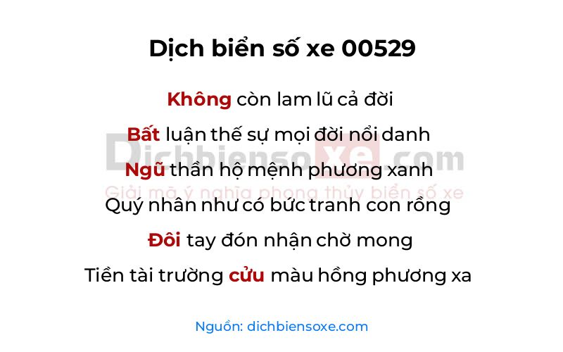 Dịch thơ biển số 00529