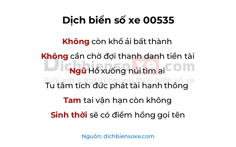 Dịch thơ biển số 00535