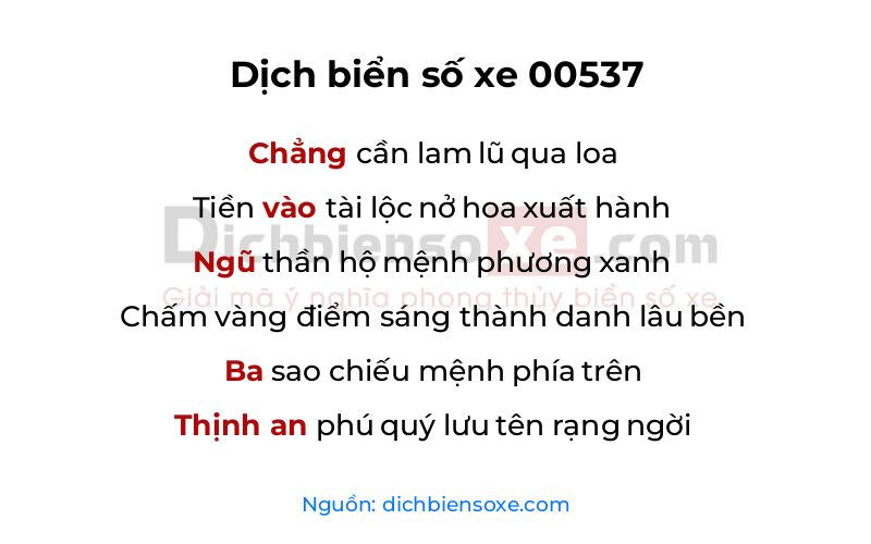 Dịch thơ biển số 00537