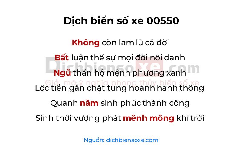 Dịch thơ biển số 00550