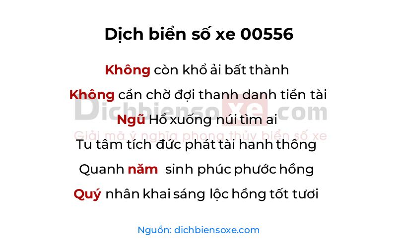 Dịch thơ biển số 00556