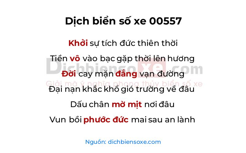 Dịch thơ biển số 00557