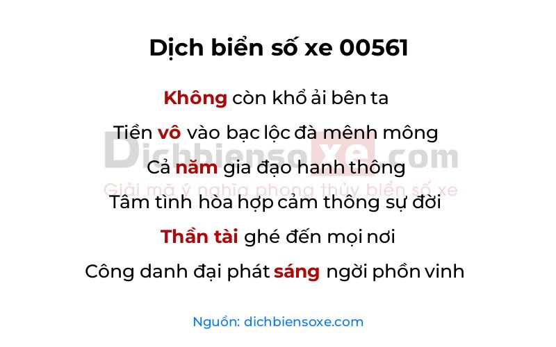 Dịch thơ biển số 00561